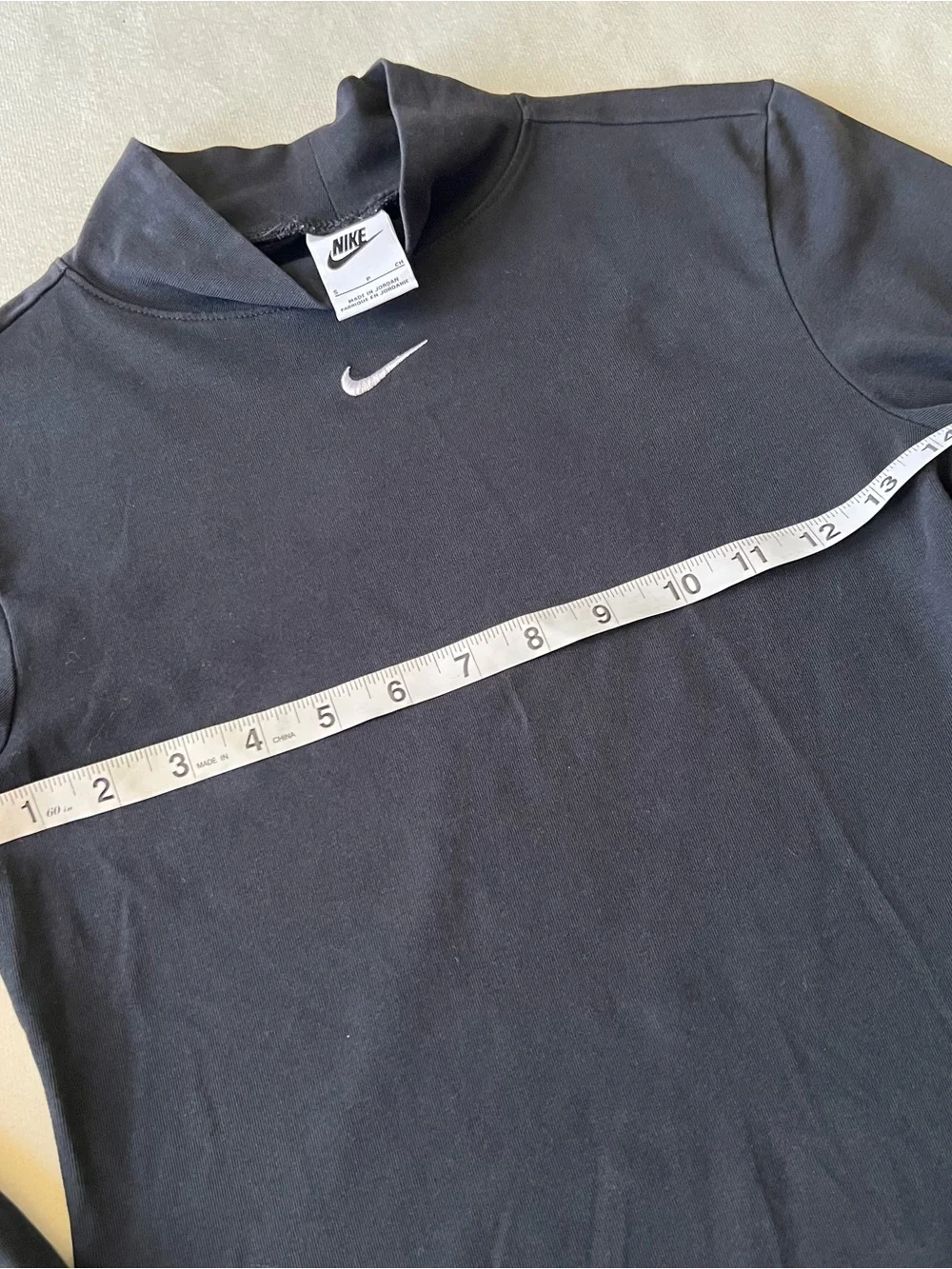 Nike Black Mock Neck Long Sleeve Top with White Swoosh Center Logo Athlete